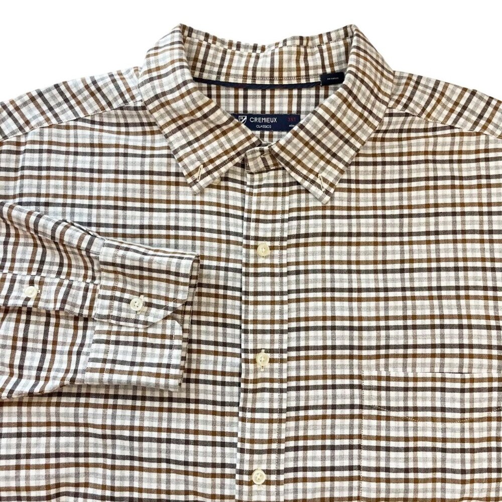 Cremieux‎ Brown Plaid Shirt Cotton Button Down Long Sleeve Mens Size 3XT